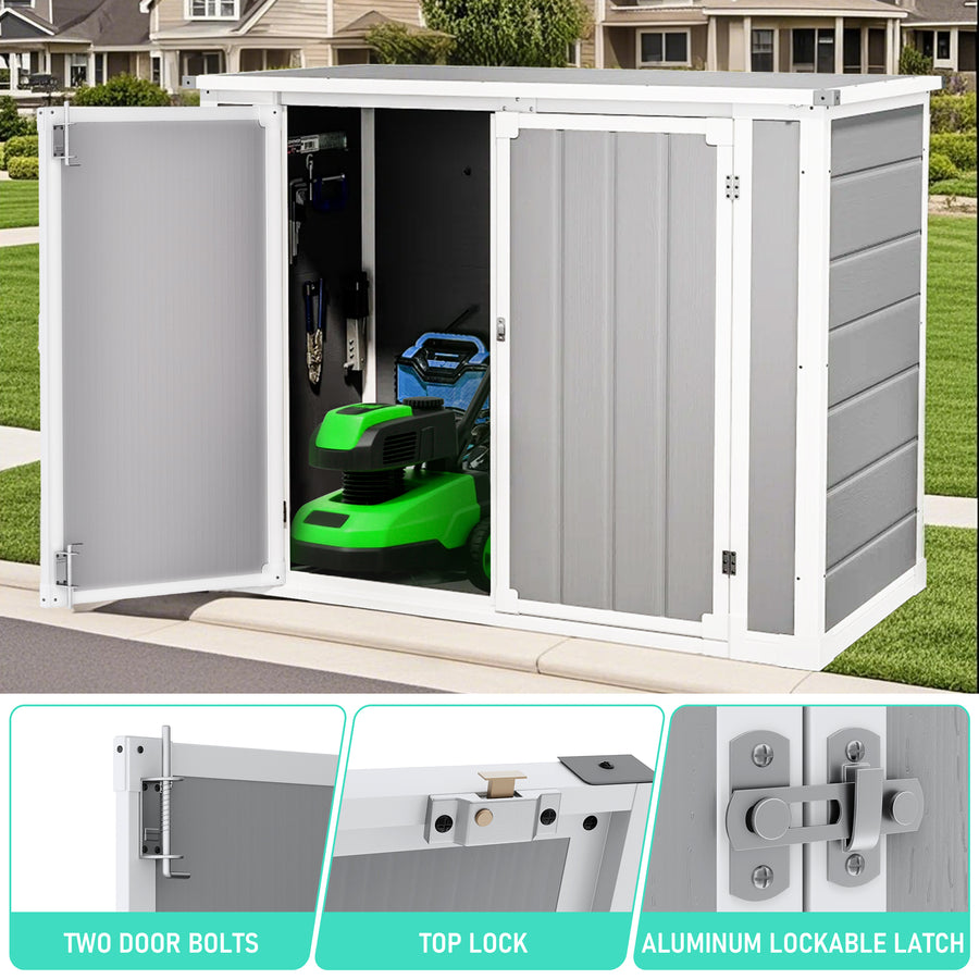 306GAL Outdoor Storage Box, 1170L Patio Deck Box and Resin Shed, Waterproof Storage Cabinet for Garden Tool Garbage Cans, 3 Doors, Quick Assembly