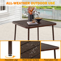 Patio Furniture Set, 5-piece Outdoor Dining Set Wood Grain Top, Plastic Patio Table and Chairs for Deck Yard Balcony Porch, All-weather Steel Frame, 4-person Dining Set for Indoor Outdoor, Brown