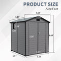 6x6FT Outdoor Storage Shed, Plastic Resin Shed w/Floor and Window, Lockable Tool Bike Garden Patio Large Storage with Sloped Top, Drainage Holes, 30MPH Wind Resistance