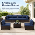 Patio Furniture Set on Sale, 7 Piece Luxurious Rattan Outdoor Sectional Set, All-Weather Wicker Porch Patio Couch w/Coffee Table, Thick Cushion Outdoor Sofa, Brown