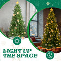 7.5FT Christmas Tree with Lights, Artificial Tree w/Full 950 Branch Tips, Hinged Xmas Tree with Gold Ornaments, Tree Skirt, 400 Warm White Lights with Remote, Easy Setup, Fire-Resistant