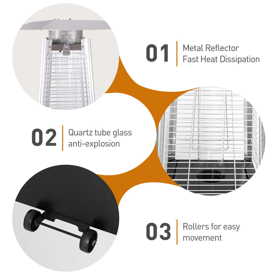 Patio Pyramid Heaters for Outdoor, 48,000 BTU Powerful Propane Heater on Wheels, Outdoor Poolsid Heater with Auto Shut Off System, 88''H for Max Dia 10FT Range, w/Protective Cover