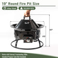 Seizeen Outdoor Propane Gas Fire Pit, 50000 BTU Fire Pit for Outside, Portable Outdoor Heating with Cover & Carry Kit, 19''Round