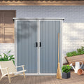 Resin Storage Shed with Floor, Seizeen 5 x 3FT Plastic Outdoor Storage Double Door Design, Waterproof Resin Cabinet with Sloped Top for Garden Tool Patio Poolside Yard Storage