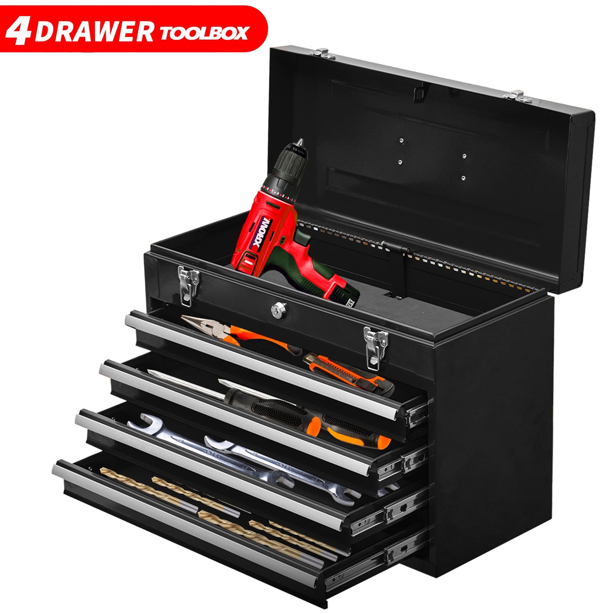 Seizeen Portable Tool Box, 20‘’ Craftsman Tool Chest Lockable, 4-Drawe ...