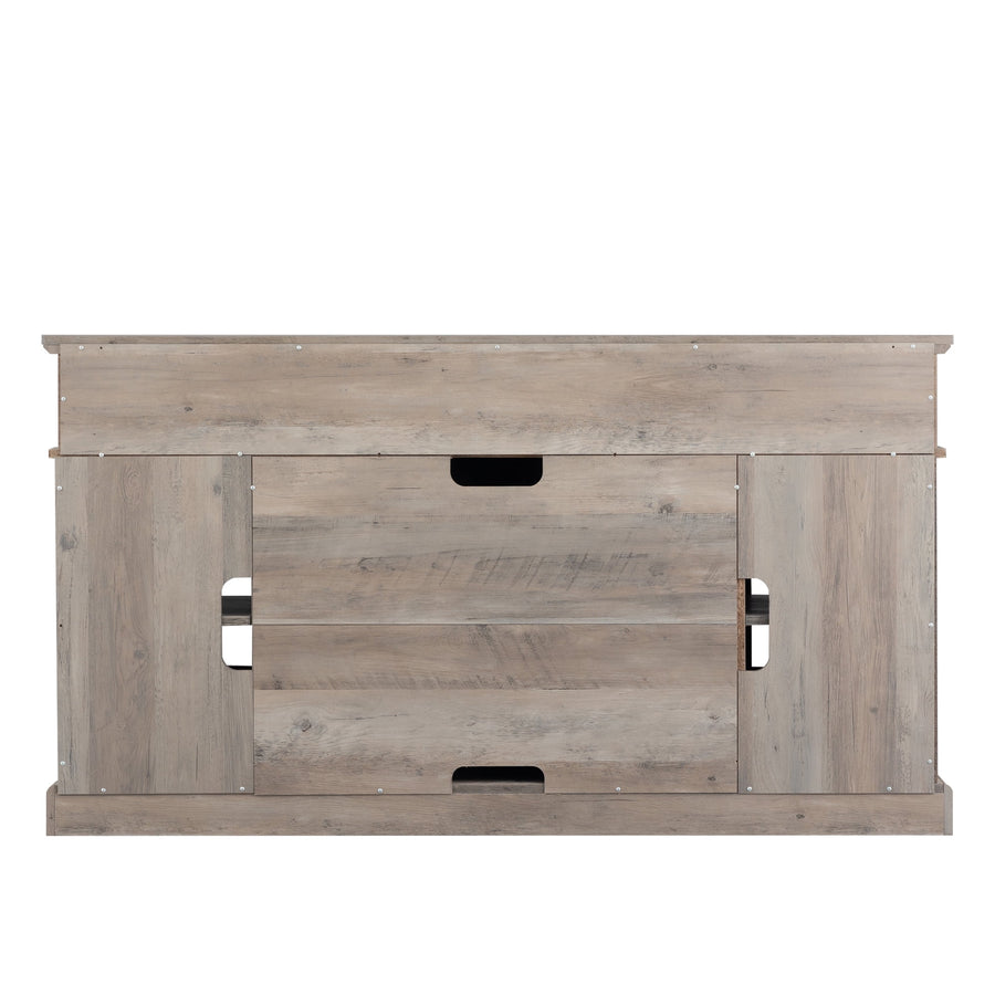 Seizeen Fireplace TV Stand with Storage, for TVs up to 65 inches, Entertainment Center with Fireplace, Media Console Cabinet for Living Room, 58 Inch, Gray, L0480