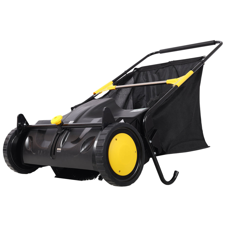 21-Inch Hand Push Lawn Sweeper, Leaf & Grass Collector with 3.5 Cu.Ft Hopper Bag, Adjustable Brush Height, Manual Yard Sweeper for Lawn, Yard & Driveway