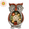 Seizeen Garden Decor Statue, Outdoor Garden Decorations Owl Figurines w/ Succulent & 5 Solar LED Lights, Patio/Balcony/Yard/Lawn Decor for Outside, Housewarming Gardening Gifts for Women