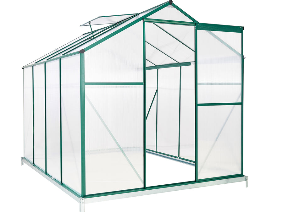 Seizeen 8.3 x 6.2 x 6.3FT Greenhouse Kit, Polycarbonate Walk in Greenhouse for Outdoor, Aluminum Farm Greenhouse for Plants Flowers Backyard Garden Lawn