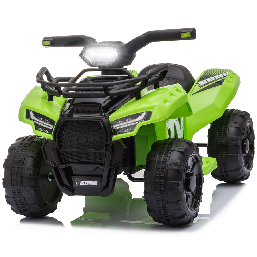 Kids Ride on Car, Rechargeable Battery Powered ATV with 4 Spring-Suspension Wheels, 6V Quad Ride on Toy, Green Electric 4 Wheeler for Outdoor & Indoor, 1.24 mph Speed