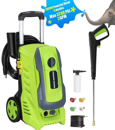 Seizeen Pressure Washer, Power Washer Electric Powered Max 3300 PSI 2 GPM, 1800W 110V Motor, with Foam Cannon & 7.3M Hose, Car House Garden Cleaning