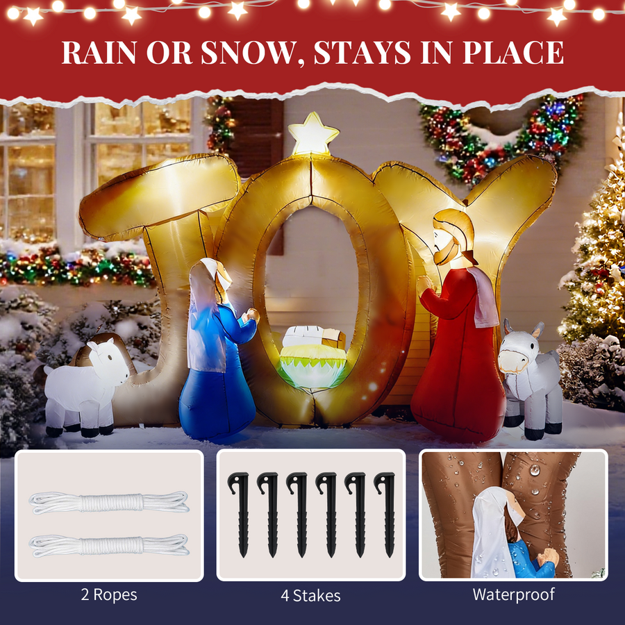 Christmas Inflatables Outdoor Decoration, Seizeen Inflatable Nativity Scene with Lights, Quick Assembly Patio Yard Party Pre-lit Xmas Decoration, 7.5FT