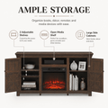 Seizeen Fireplace TV Stand for 60'' TV, 55''L Entertainment Center TV Cabinet, Farmhouse Media Console W/Large Storage, Remote Control for Fireplace, Infrared Heater & Virtual Flame, Gray Wash