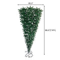 7.4FT Christmas Trees with Lights, Seizeen Lighted Upside Down Artificial Christmas Trees, Prelit Xmas Trees with 400 Lights, DIY Quick Assembly Artificial Trees with 1200 Tips, 8 Light Modes, Green