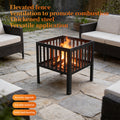 16 Inch Square Fire Pit, Portable Outdoor Wood Burning Firepit with Slatted Steel Panels, Compact Backyard Fireplace Fire Pit Bowl for Patio, Camping, Beach, Garden & Outdoor Gatherings