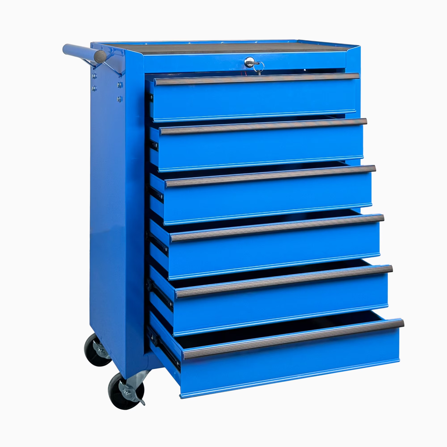 Seizeen Rolling Tool Box with Wheels, Metal 5 Drawers Tool Chest, Garage Tool Storage Cabinet with Ball Bearing Slides, Locking Casters, Side Handle & Worktop for Workshop Organizer