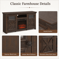 Seizeen Fireplace TV Stand for 60'' TV, 55''L Entertainment Center TV Cabinet, Farmhouse Media Console W/Large Storage, Remote Control for Fireplace, Infrared Heater & Virtual Flame, Gray Wash