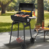 Outdoor Charcoal Grill w/2 Grill Area, 40''H Barrel Charcoal Grill with Side Table, Portable Barbecue Smoker Grill on Wheels, with Shelf & Thermometer, Adjustable Charcoal Pan