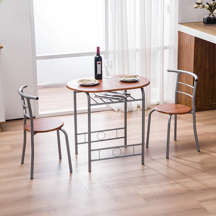 3 Pieces Dining Table Set, Kitchen Table Set with Chair for 2, Small M ...