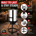 4PCS Outdoor Turkey Fryer Kit, 54,000 BTU Propane Deep Fryer with 30QT & 10QT Aluminum Seafood Boil Pots, Baskets, 32.3-Inch Iron Stand, Poultry Rack, Thermometer and Injector