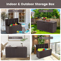75GAL Outdoor Storage Box, Seizeen Deck Box for Outside, Storage Bench w/Wheels & Padlock, All-weather Waterproof Patio Storage Container for Cushions, as Seat Max 250LBS, Espresso