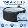 85" Inflatable Hot Tub for 4-6 Persons, Portable Outdoor Spa Tub with 150+ Air Jets, 104°F Heating, 6-Color Ambient LED Lights, Bubble Massage, One-Touch Inflation, Filter System, Cover & Floor Mat
