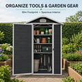 Seizeen 4 x 6 FT Plastic Storage Shed with Floor, Sloped Roof Outdoor Resin Shed with Window & Vents, Lockable Garden Tool Shed for Backyard Patio Lawn, Black