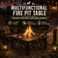 32 Inch Wood Burning Fire Pit for Outside, Square Outdoor Fire Pit Table with Spark Screen & Fire Poker, Heavy Duty Wrought Iron Firepit for Backyard, Patio, Garden & Camping
