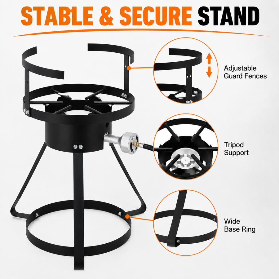 Outdoor Turkey Fryer Kit, 30QT Aluminum Deep Fryer and Seafood Boil Pot, 55,000 BTU Propane Burner with 32.3-Inch Iron Tripod Stand, Basket, Poultry Rack, Thermometer and Injector