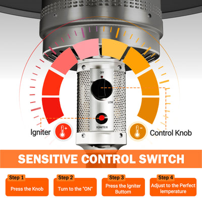 Patio Heater for Outdoor Use, 50,000BTU Propane Heater with Wheels and Adjustable Thermostat, Heavy Duty Stainless Steel Patio Heater, Freestanding Heater for Backyard, Deck, Garden, Silver