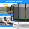 Seizeen Trampoline for Kids 12 ft - All-Weather Round Trampoline W/ Enclosure Net, Large Trampoline with Strong Supports for 6-8 Kids