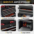 5-Drawer Rolling Tool Box, 2-IN-1 Hidden Multifunctional Tool Chest, Blue Tool Box on Wheels Storage Tool Organizer Cart,Classification Box