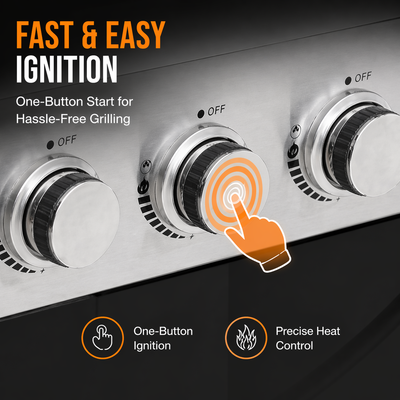 3-Burner Propane Gas Grill with Side Burner, 40,500 BTU Stainless Steel Outdoor BBQ Grill, 465 Sq. In. Cooking Area, Electronic Ignition and Side Table for Patio Backyard