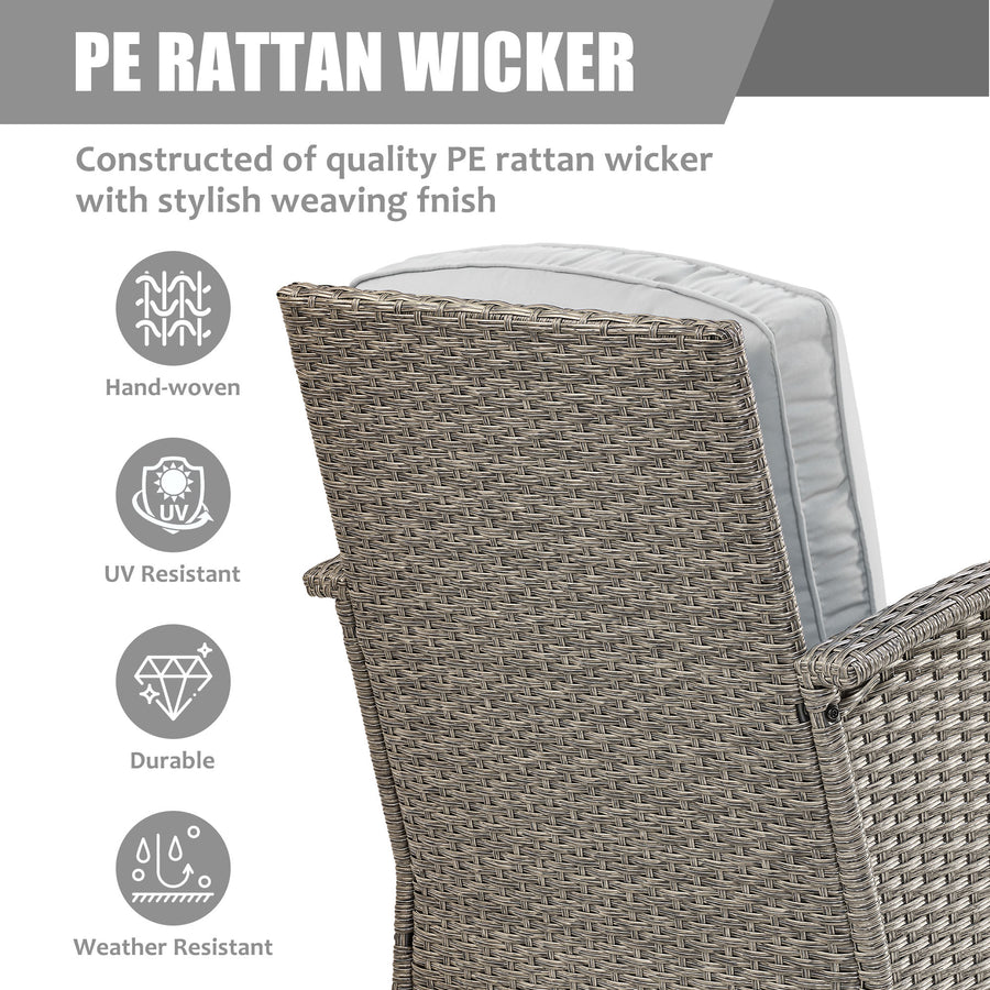 3-piece Patio Furniture Set on sale, Outdoor Patio Wicker Swivel Rocking Chair Set, Cushioned Porch Furniture for Balcony Backyard Deck, Light Gray