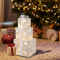 Set of 3 Christmas Lighted Gift Boxes Decorations, Seizeen Indoor Outdoor Xmas Decor with 60 Warm LED Lights, Home Room Garden Christmas Tree Decoration