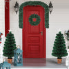 Outdoor Fiber Christmas Trees Set for Door, Pre-Lit Christmas Wreath & Garland, 4 pcs Artificial Christmas Set for Indoor Outdoor Decoration with Colorful Lights