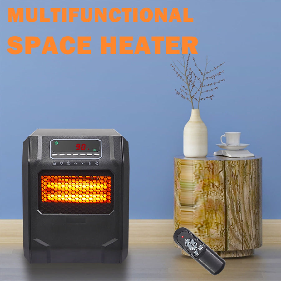 Seizeen Electric Heater 1500W, 12¡¯¡¯ Small Space Heater with Remote Control, Multi-Function Smart Infrared Heater for Indoor Home Room, Portable Heater 50~90¡ãF Adjustable W/Timer and ECO Mode