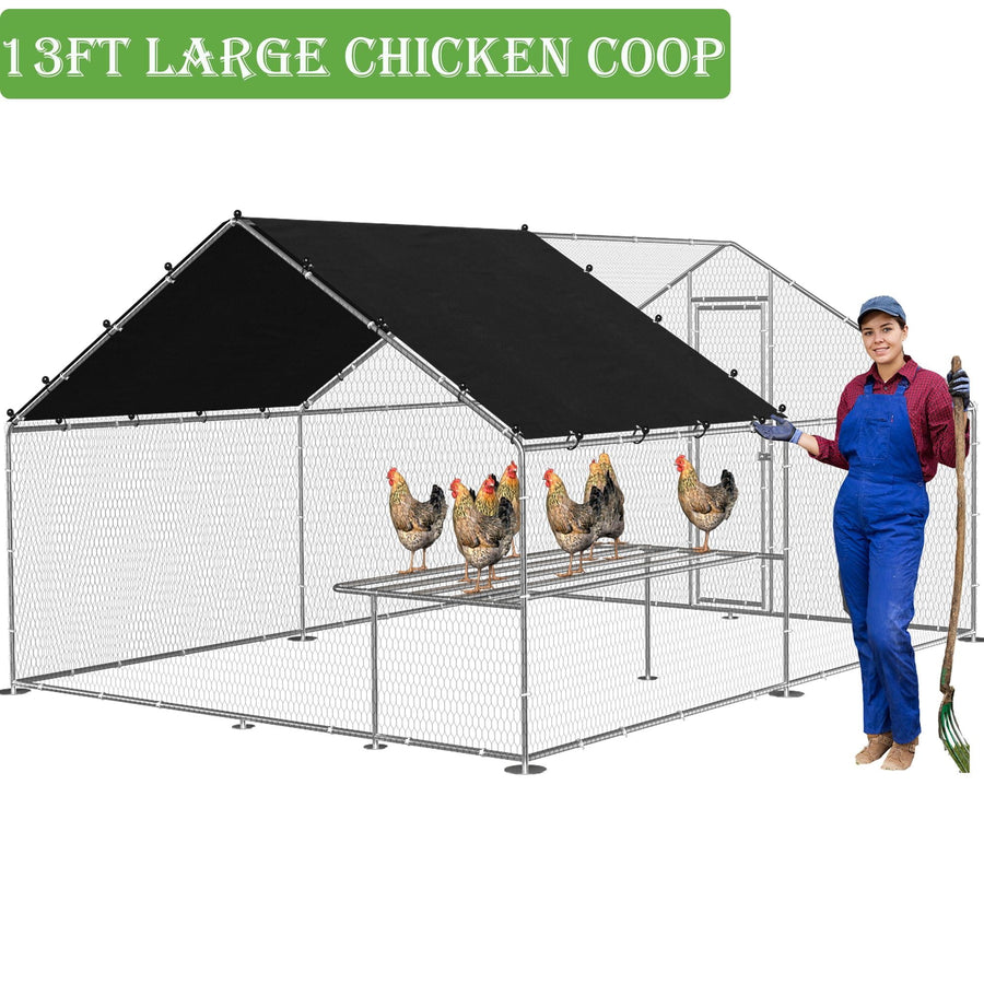 Chicken Platform Outdoor Chicken Coop, Seizeen 13ft Large Galvanized Chicken Poultry Ca ...