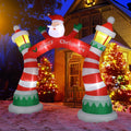 8.9FT Christmas Inflatables Decoration, Outdoor Lighted Inflatable Santa Claus Christmas Arch with 10pcs LED String Lights, Quick Assembly Home Yard Décor Waterproof with Electric Air Fan