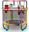 55'' Mini Trampoline for Kids, Small Toddler Trampoline with Enclosure, Indoor Outdoor Trampoline with Basketball Hoop, Adjustable Bar and Rings, Swing and Boxing Bag