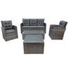 5 Pieces Rattan Patio Furniture Set Multi-Combination, Cushioned Sofa Set with Table Pillows, All Weather PE Wicker Patio Sofa can Storage Cushions, Gray