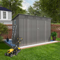Seizeen 9' x 4' Metal Storage Shed, Lockable Lean-to Garden Shed with Double Door, Large Patio Outdoor Storage for Tools Bikes Sloping Roof, Space-saving Wall Side Design, 6 Air Vents