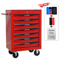 Seizeen NEW Rolling Tool Box 5-Drawers, Metal Tool Chest Garage Storage Cabinet, 30''H Large Tool Organizer on Wheels Lockable, Red