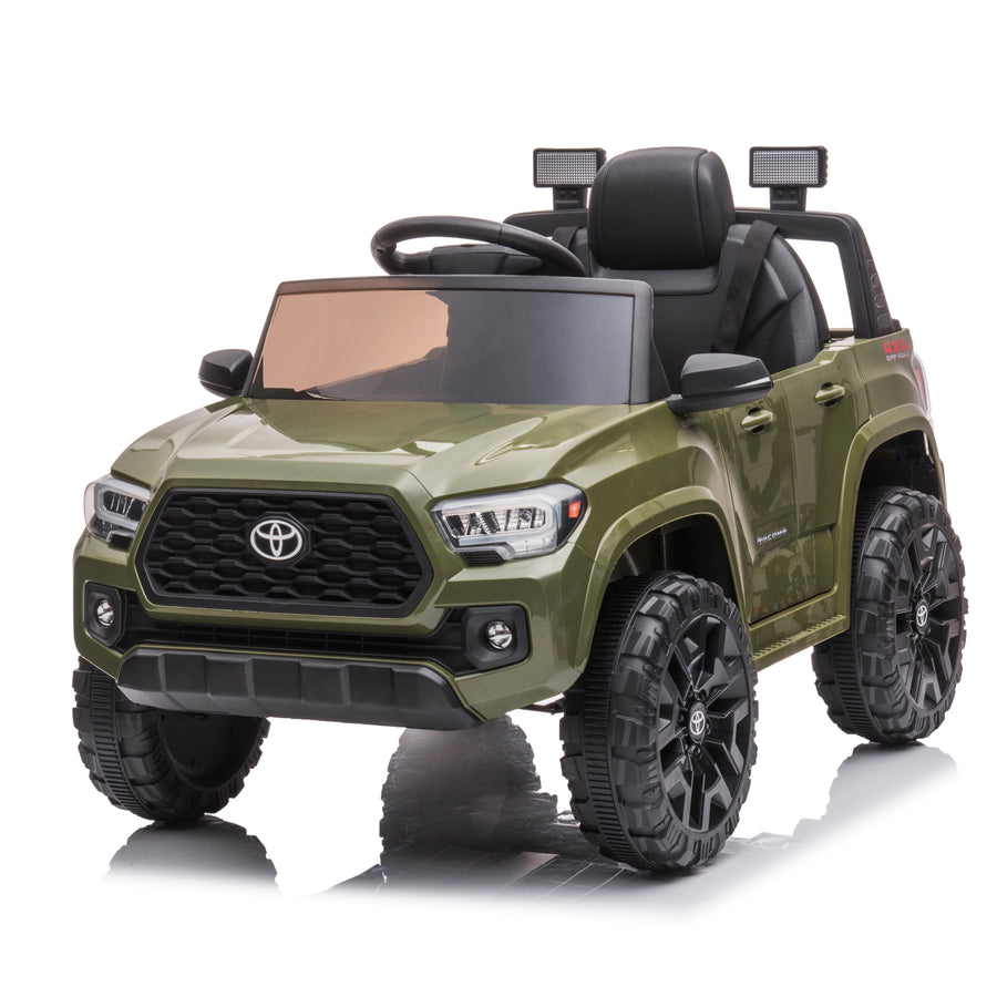 Kid Battery Operate Car with Remote Control 12V, Toyota Tacoma Ride on Toy, 3 Speeds, Music Player, Ride on Cars for Kids As Best Gift for Girls Boys, Green