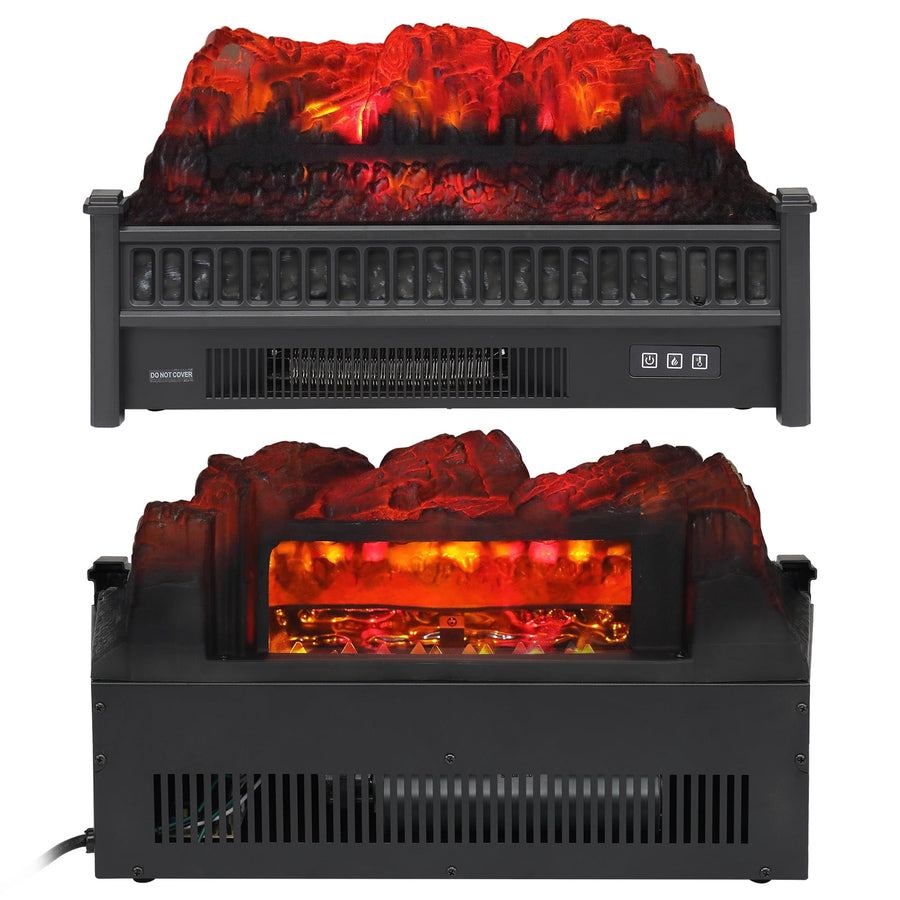 Seizeen 20'' Electric Fireplace Insert, 1400W Fireplace Log Set Heater with 3D Realistic Flame, Remote Control, Adjustable Thermostat, 1-9H Timer