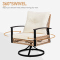 3-Piece Outdoor Swivel Rocking Chairs Set with Coffee Table, Weather-Resistant Patio Furniture for Porch Backyard Poolside, Thick Cushions, Easy Assembly, Durable Wicker 360° Swivel Rocker Bistro Set