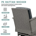 3-Piece Outdoor Swivel Rocking Chairs Set, Weather-Resistant Patio Furniture for Porch Backyard Poolside, with Coffee Table & Thick Cushions, Easy Assembly, Wicker 360° Swivel Rocker Bistro Set