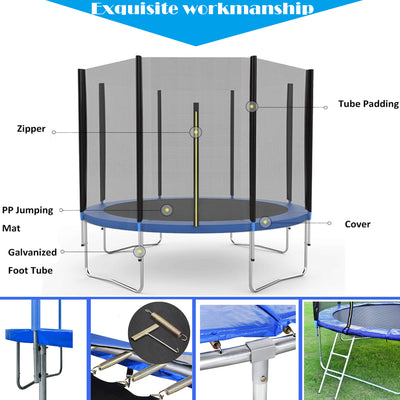 Seizeen Trampoline for Kids 12 ft - All-Weather Round Trampoline W/ Enclosure Net, Large Trampoline with Strong Supports for 6-8 Kids