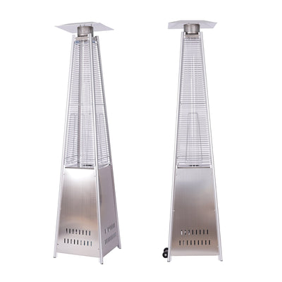 46,000 BTU Patio Heaters, Pyramid Propane Heater Stainless Steel on Wheels, Powerful Outdoor Heater with Auto Shut Off System, 90’H for Max 20FT Range