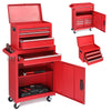 2-IN-1 Tool Chest with Drawers, Seizeen 2-tier Rolling Tool Box & Cabinet Large Capacity with 4 Drawers, Lockable Tool Box Organizer On Wheels, Red